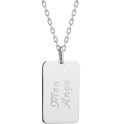 Collier plaque L'explorateur 1 prénom (argent 925°) Petits trésors