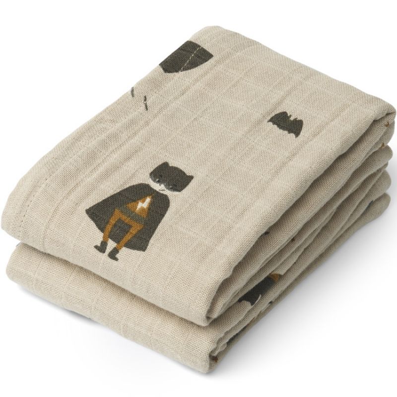 Lot de 2 langes Lewis Superhero Dune mix (65 x 65 cm) Liewood