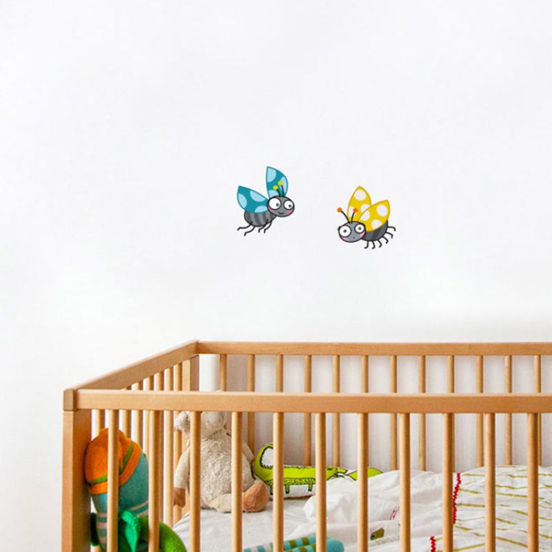 Stickers muraux coccinelles coccis jaune et bleu Série-Golo