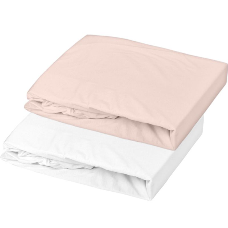 Lot de 2 draps housses en coton blanc et nude (70 x 140 cm) Domiva