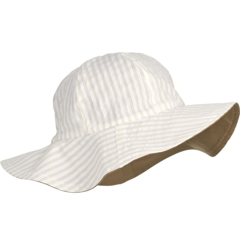 Chapeau de soleil réversible Amelia rayé blanc et sable (3-4 ans) Liewood