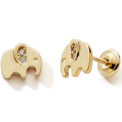 Boucles d'oreilles à vis Eléphant (or jaune 375°)
