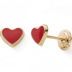 Boucles d'oreilles Coeur rouge (or jaune 375°) - Baby bijoux