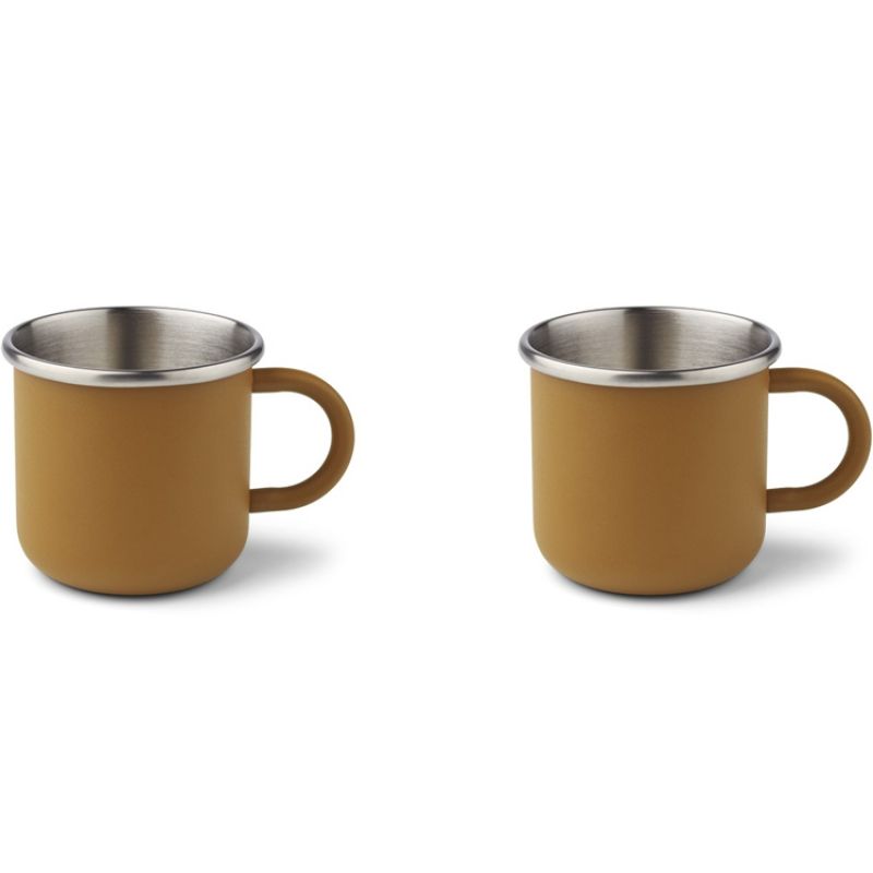 Lot de 2 tasses à anse en inox Tommy Golden caramel Liewood