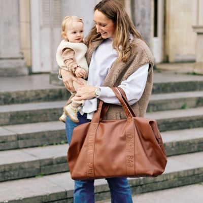 Sac à langer Mommy Bag Signature Simili cuir marron foncé