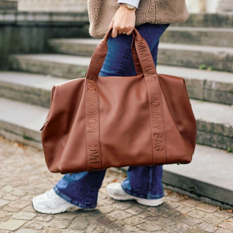 Sac à langer Mommy Bag Signature Simili cuir marron foncé Childhome Ambiance 8