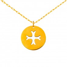 Collier chaîne 40 cm médaille Signes Croix Byzantine 16 mm (or jaune 750°)  par Maison La Couronne