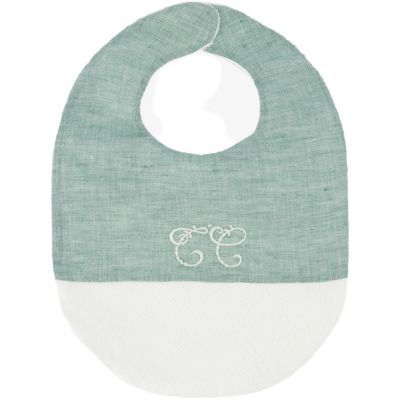 Bavoir en coton et lin Feuillage Vert (33x24 cm) Tartine et Chocolat