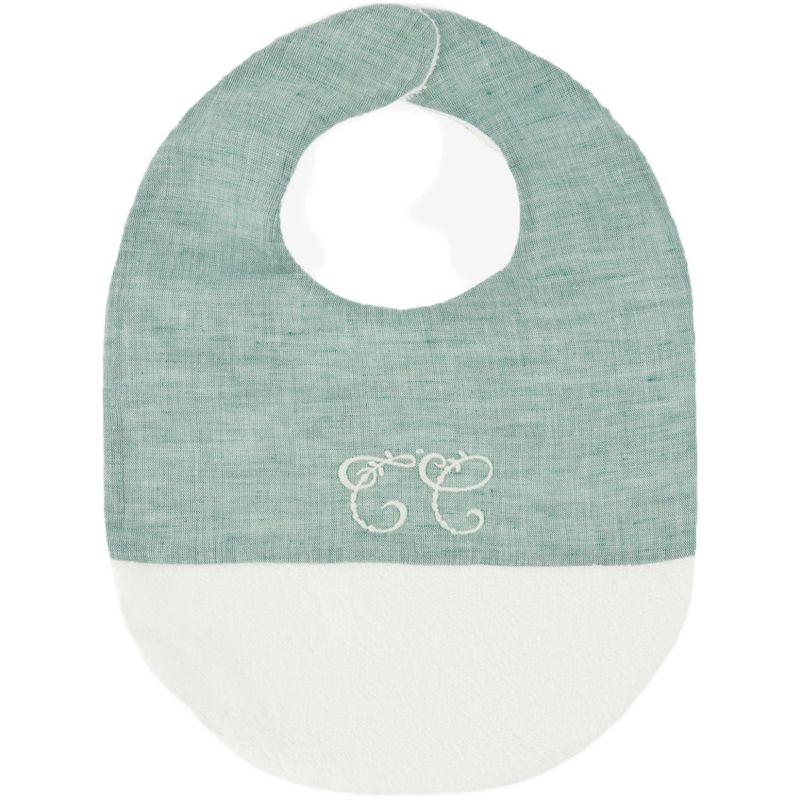 Bavoir en coton et lin Feuillage Vert (33x24 cm) Tartine et Chocolat Produit 1