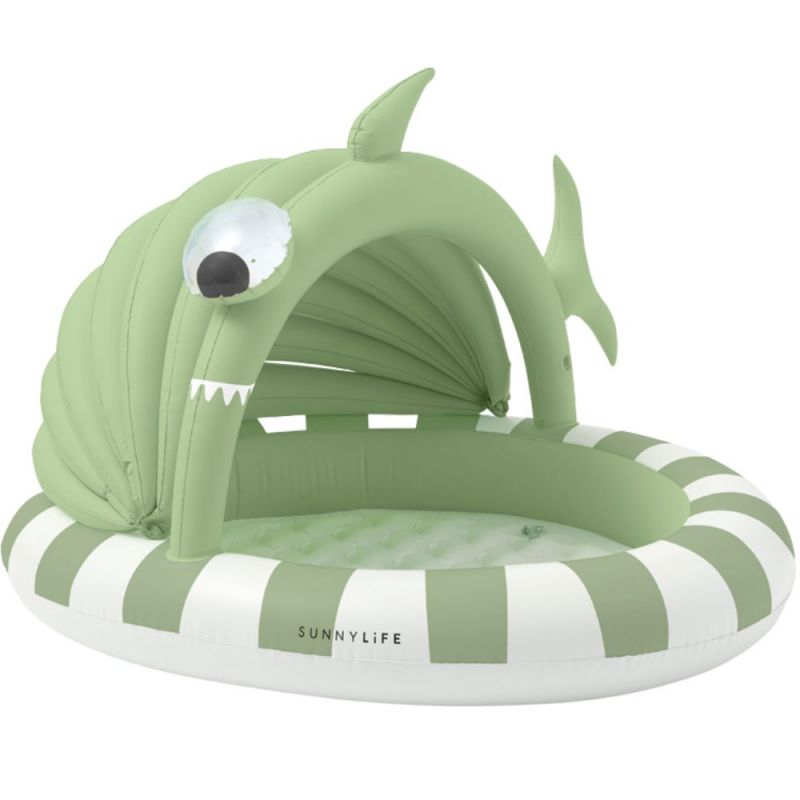 Piscine gonflable avec auvent Shark tribe khaki Sunnylife