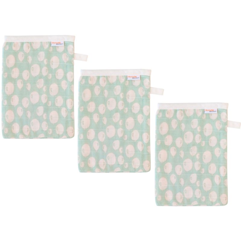 Lot de 3 gants de toilette mousseline Balloon Turquoise Trixie