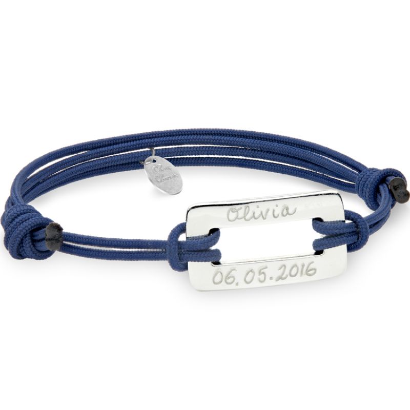Bracelet papa sur cordon Connexion personnalisable (argent 925°) Merci Maman