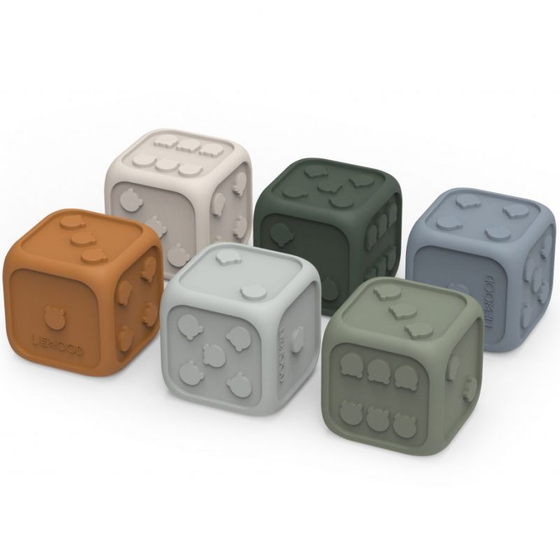 Lot de 6 dés en silicone Gloria blue mix Liewood