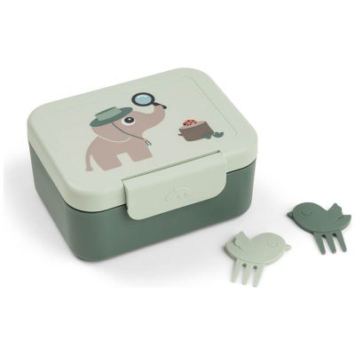 Boîte à goûter avec piques snack Tiny trails Vert