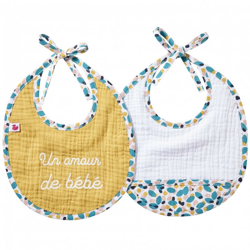 Lot de 2 bavoirs de naissance ocre Baby Pop BB & Co