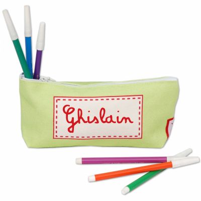 Trousse scolaire unie verte (personnalisable) Les Griottes
