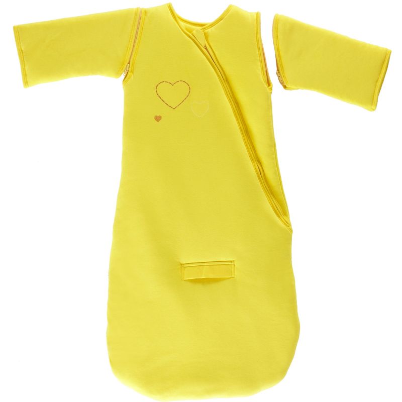Gigoteuse chaude à manches coton bio Jersey Coeurs 3 en 1 jaune citron TOG 3 (105 cm) P'tit Basile