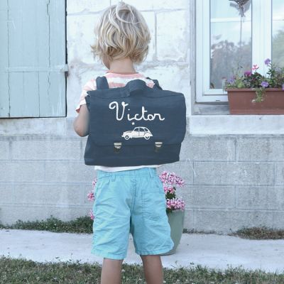 Cartable maternelle 33 cm bleu pétrole (personnalisable)