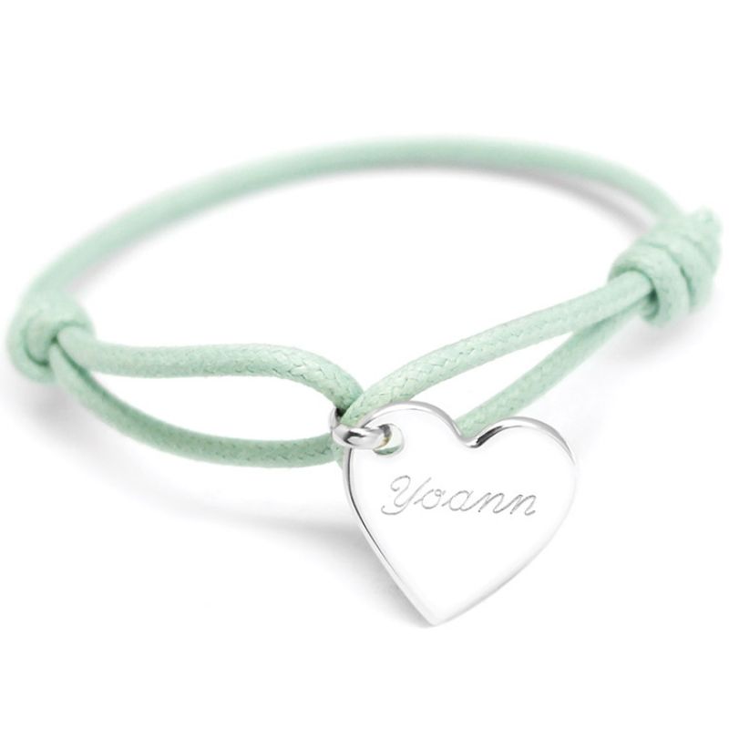 Bracelet cordon maman Kids coeur (argent 925°) Petits trésors