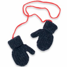 Moufles Fernand tricotées main bleu et rouge (2-4 ans : 86 à 104 cm)  par Mamy Factory
