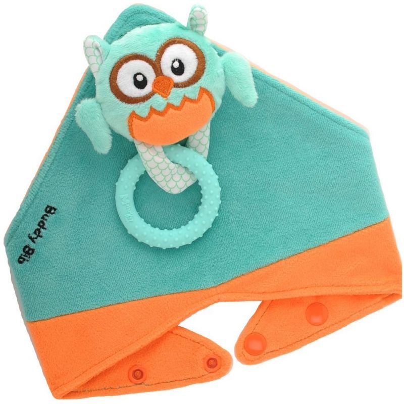 Ensemble de dentition avec bavoir, jouet et anneau Ollie la chouette Malarkey Kids