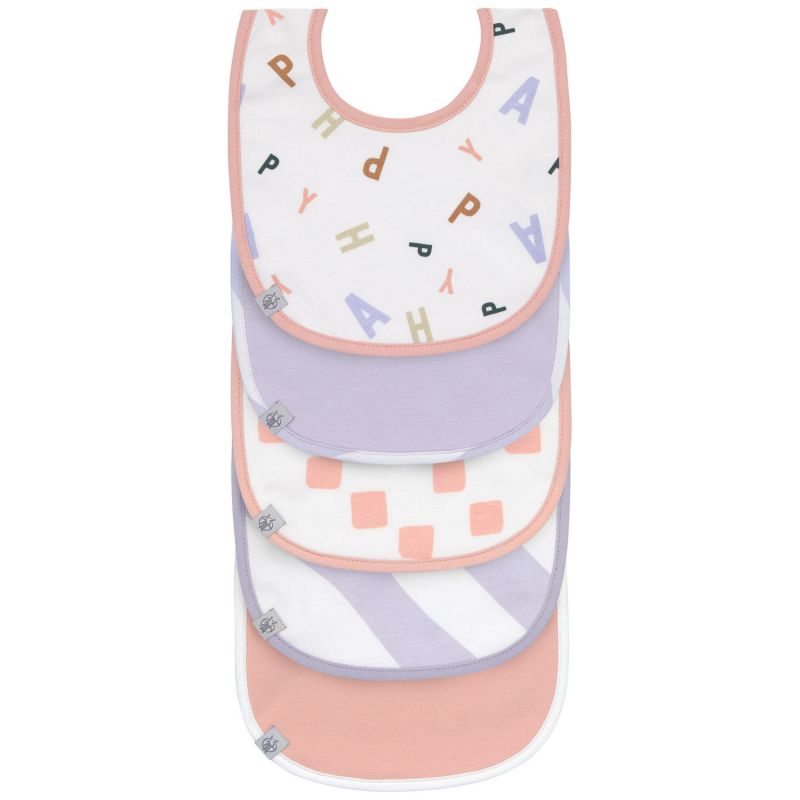 Lot de 5 bavoirs coton bio Happy Fruits pêche Lässig Produit 1