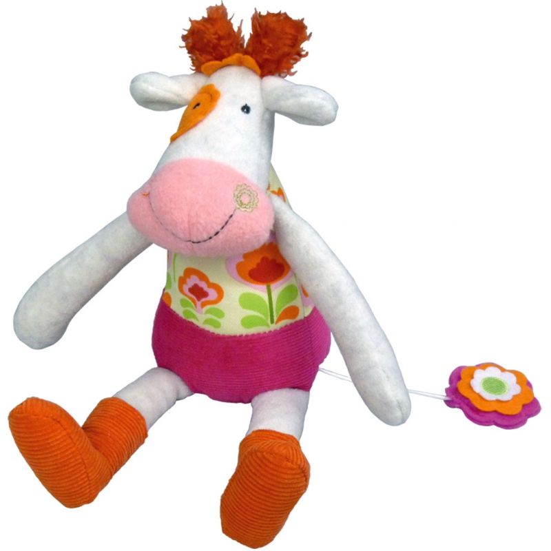 Peluche musicale Anémone la vache La Happy Farm (30 cm) Ebulobo