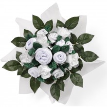 Bouquet de naissance Hand tied bouquet blanc (9 pièces)  par BabyBlooms