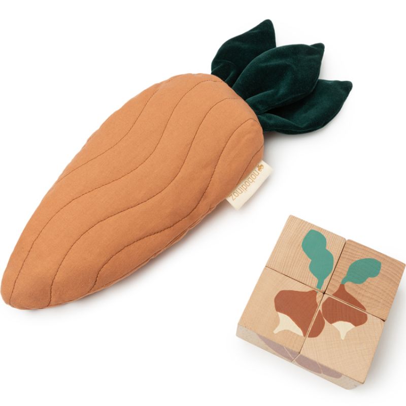 Puzzle cubes en bois Légumes (4 cubes) Nobodinoz