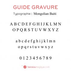 Gravure prénom + date sur médaille (Typo 1 Mongolien Baiti)