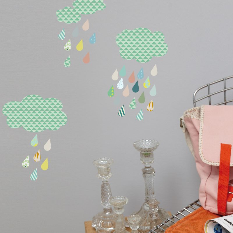 Stickers mural Nuages et gouttes (19 x 26 cm) Mimi'lou
