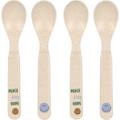 Lot de 4 cuillères Happy Rascals Smile bleu ciel - Lässig 
