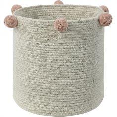 Panier de rangement Bubbly en coton naturel et rose nude (30 x 30 cm) - Lorena Canals