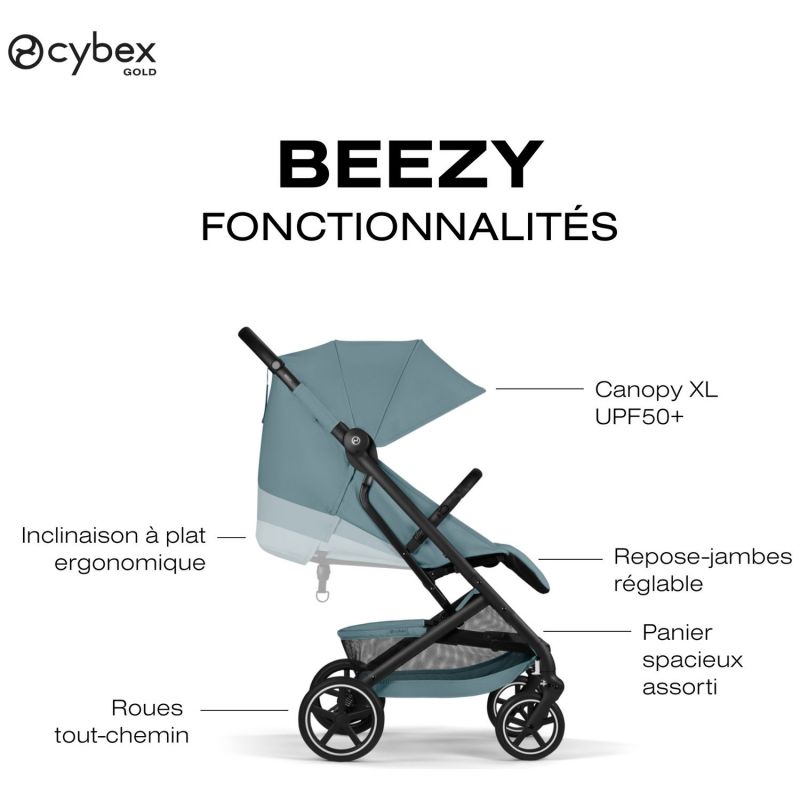 Poussette Compacte et Citadine Beezy 2026 Châssis Noir Stormy Blue Cybex Produit 4