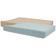 Lot de 2 housses de matelas à langer Sea Green-Biscuit (50 x 70 cm) - Jollein