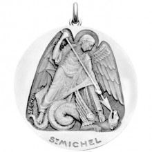 Médaille Saint Michel (or blanc 750°)  par Becker