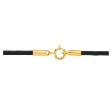 Collier cordon coton ciré noir 42 cm (fermoir or jaune 750°)  par Berceau magique bijoux