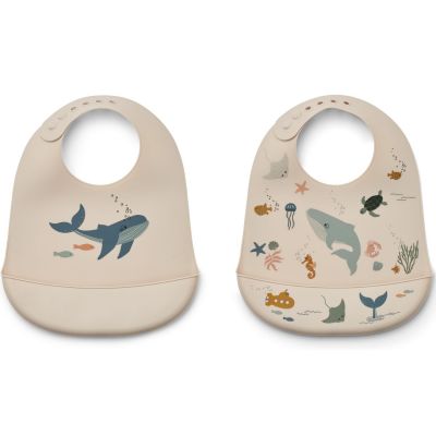 Lot de 2 bavoirs Tilda Sea Creature Sandy  par Liewood