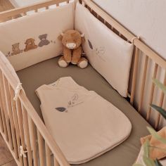 Tour de lit réversible beige brodé