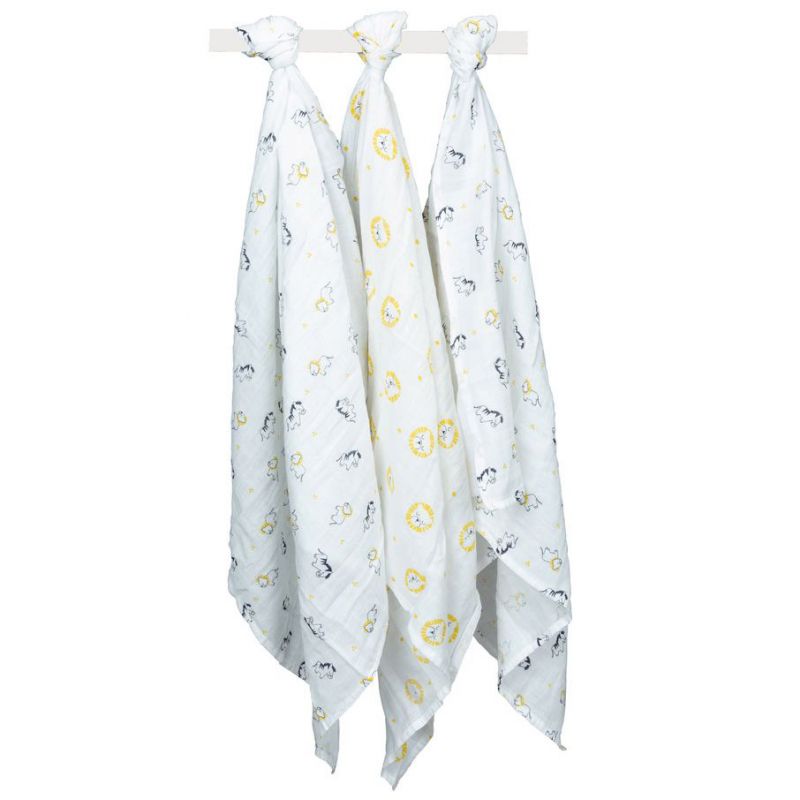 Lot de 3 langes en coton bio Pluche et Pompon (70 x 70 cm) Sauthon