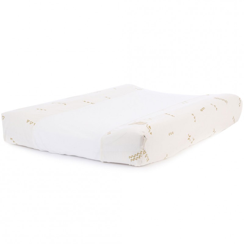 Housse de matelas à langer Calma coton bio Gold secrets White (50 x 70 cm) Nobodinoz