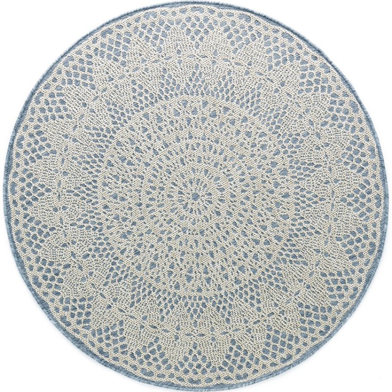 Tapis rond Crochet gris-bleu (130 cm) AFKliving