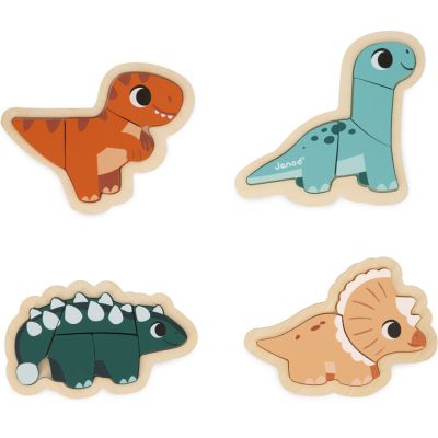 Lot de 4 puzzles évolutifs Dino (14 pièces)