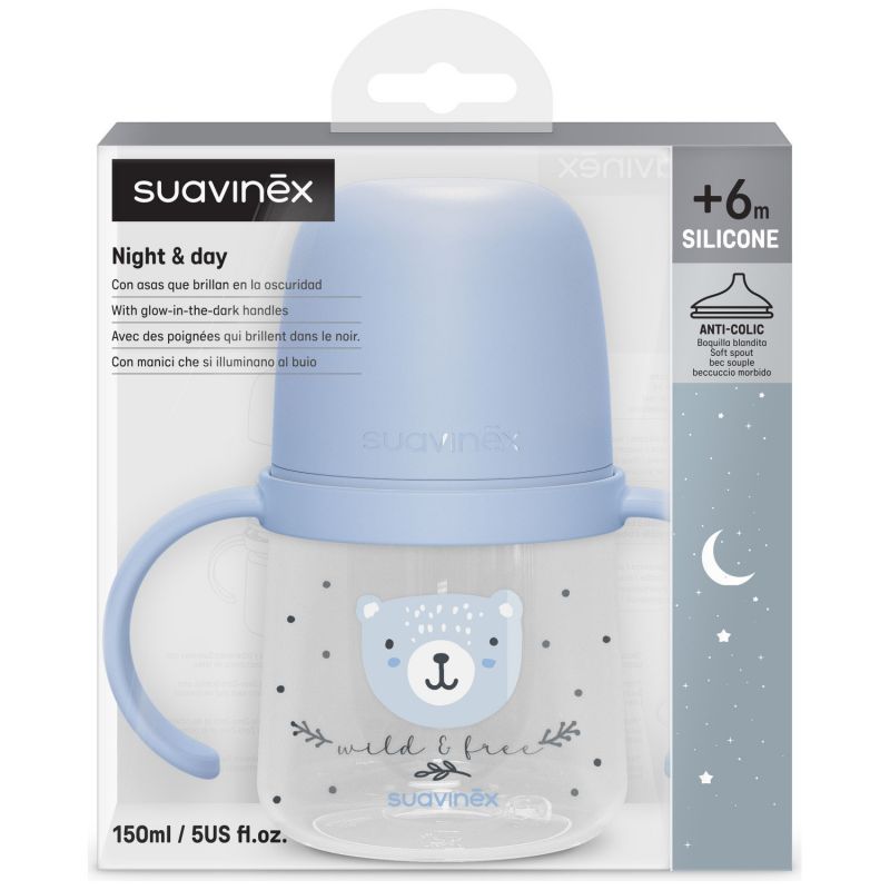 Biberon d'apprentissage Wild&Free Night and Day Bleu (150Ml) Suavinex Packaging 8