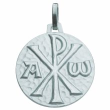 Médaille ronde Monogramme du Christ 18 mm (argent 925°)  par Premiers Bijoux