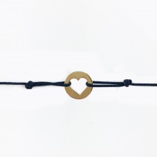 Bracelet cordon médaille Mini Coeur 10 mm (or jaune 750°)  par Maison La Couronne