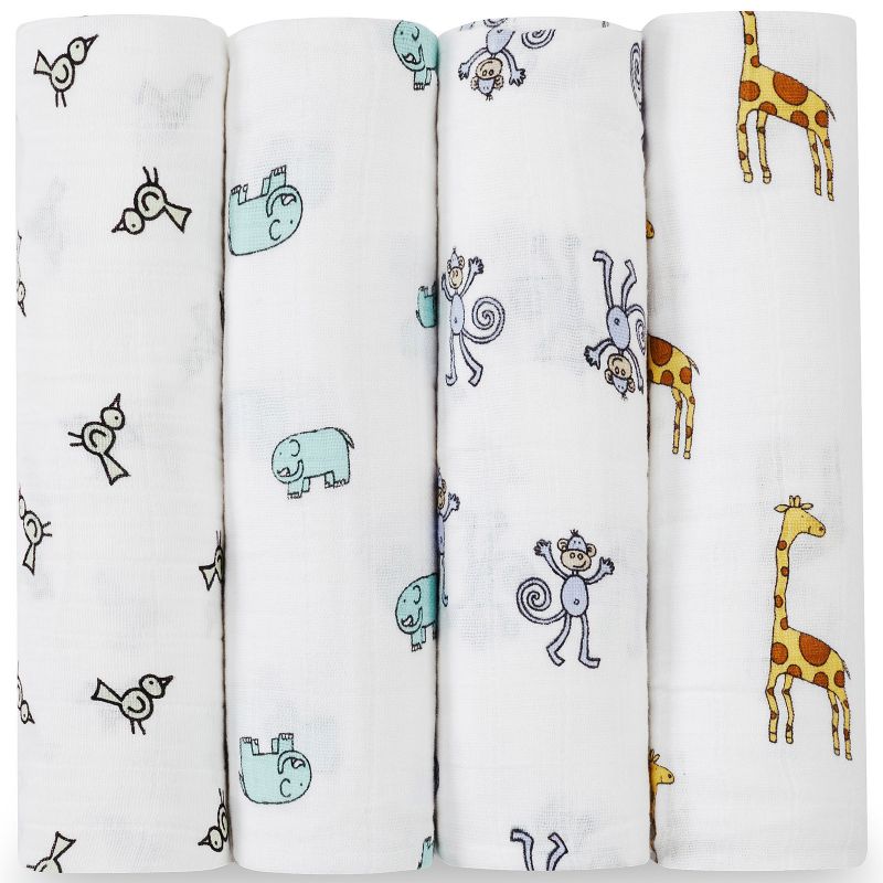 Lot de 4 maxi langes Swaddle animaux Jungle Jam aden + anais
