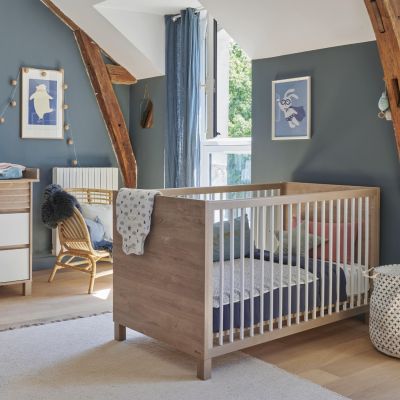 Lit bébé évolutif 70x140 cm avec 2 pans de transformation Achille