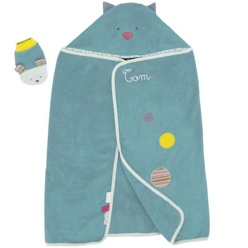 Cape de bain + gant Les Pachats personnalisable (113 x 80 cm) Moulin Roty