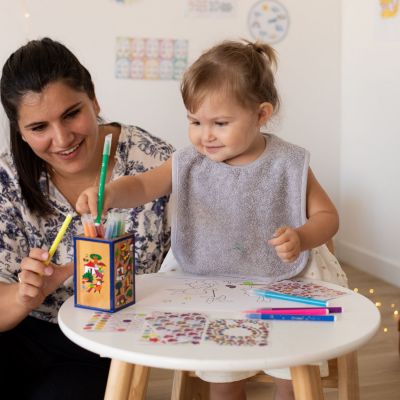 Bavoir passe tête en éponge Gris